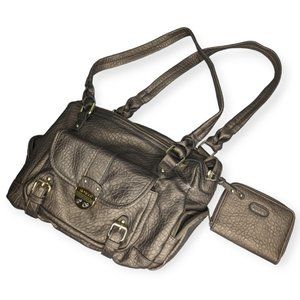 Rosetti Bronze/Metallic Faux Leather Shoulder Bag w/ Matching Wallet